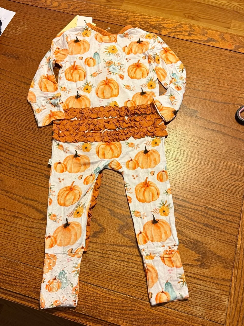 Little Snuggles Baby Girls Size 12-18 months Pumpkin Bamboo Zippy Sleeper NWT